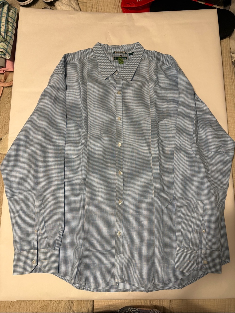 Cubavera Light Blue Micro-Check Button-Down Dress Shirt